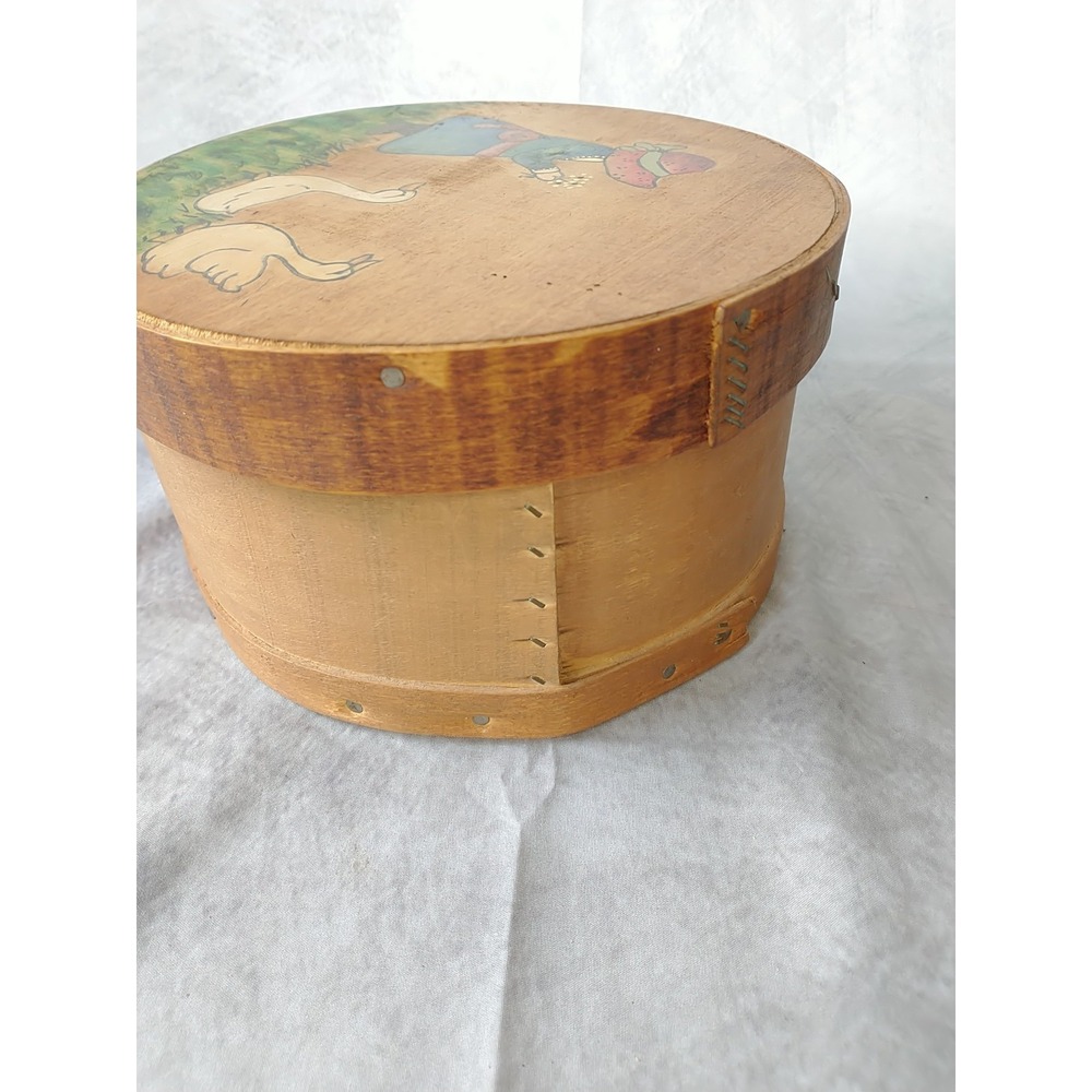 Vintage Hand Painted Wooden Cheese Box Geese Farmhouse bonnet Country - Picture 3 of 16